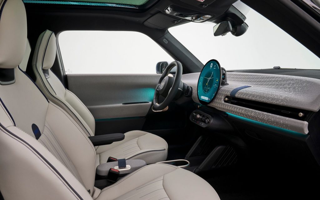 Fully electric Mini Cooper interior