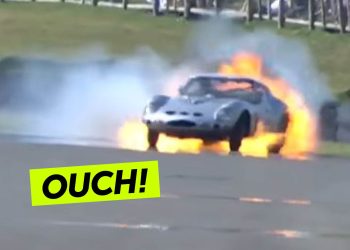 Ferrari 250 GTO on fire at Goodwood Revival