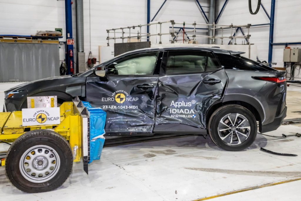 Lexus RZ side impact crash test damage