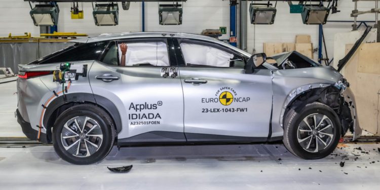 Lexus RZ crash testing side view