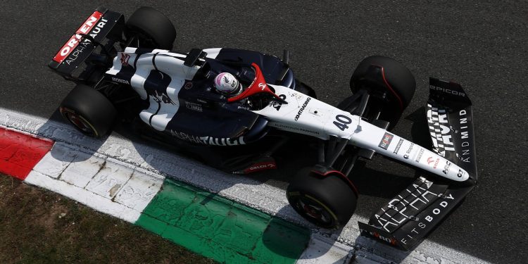 Liam Lawson racing Formula 1 car at Italian GP