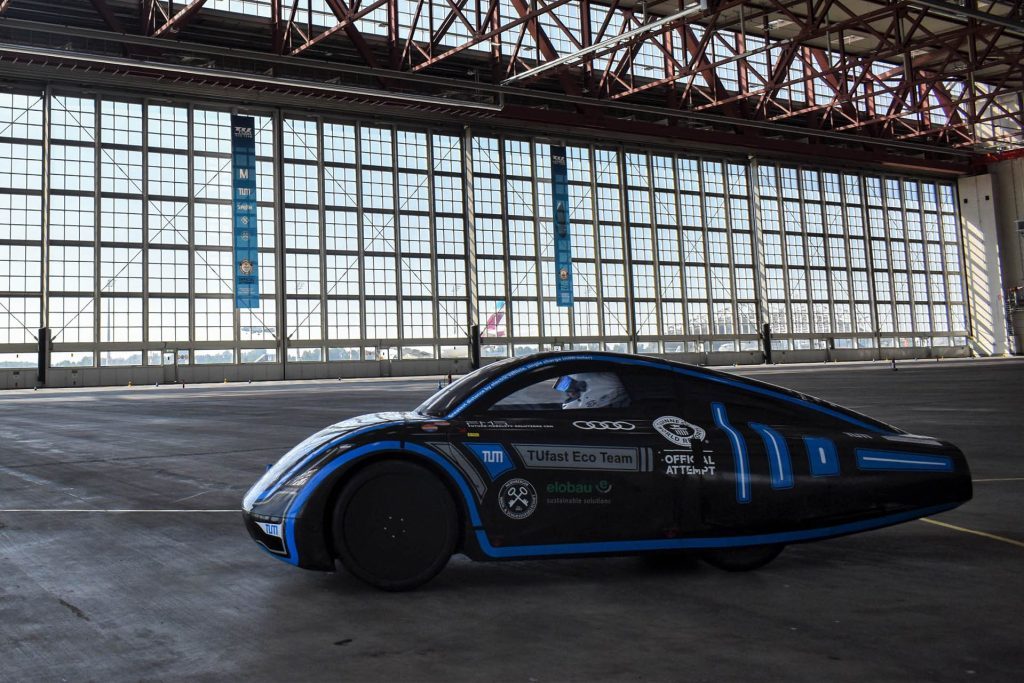 muc022 EV parked in aircraft hangar