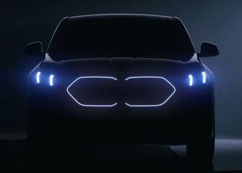 BMW X2 illuminated front grille and headlights