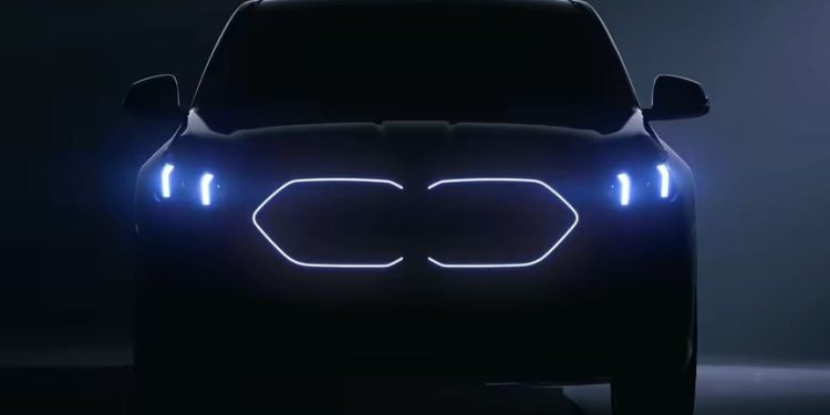 BMW X2 illuminated front grille and headlights