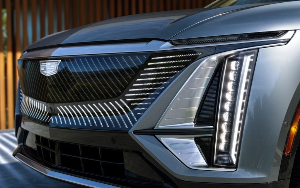 Cadillac Lyriq front grille and badge close up