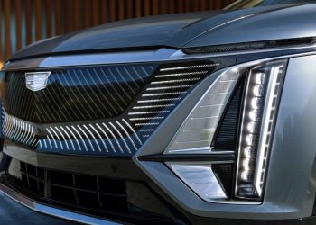 Cadillac Lyriq front grille and badge close up
