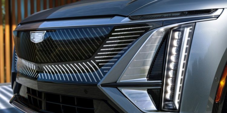 Cadillac Lyriq front grille and badge close up