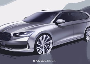 2024 Skoda Superb design sketch front three quarter view