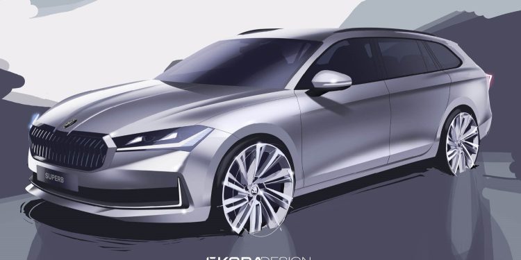 2024 Skoda Superb design sketch front three quarter view