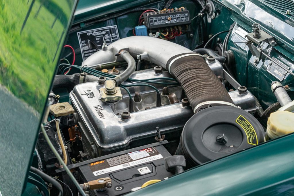 Engine bay in the Alfa Romeo Giulia Sprint GT - twin cam 1570cc