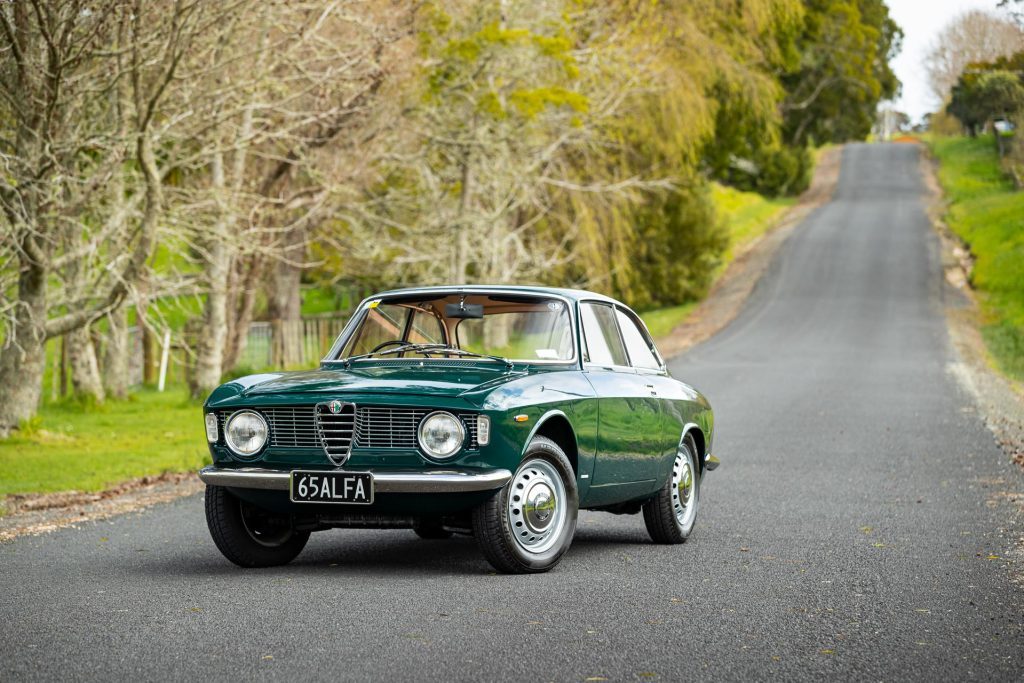 Alfa Romeo Giulia Spring GT parked on a scenic road