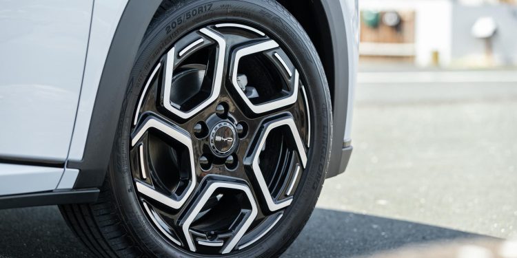 BYD Dolphin wheel close up view