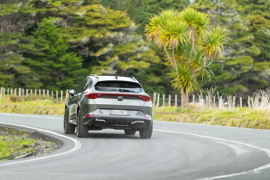 Cupra Formentor VZ rear view, exiting a corner