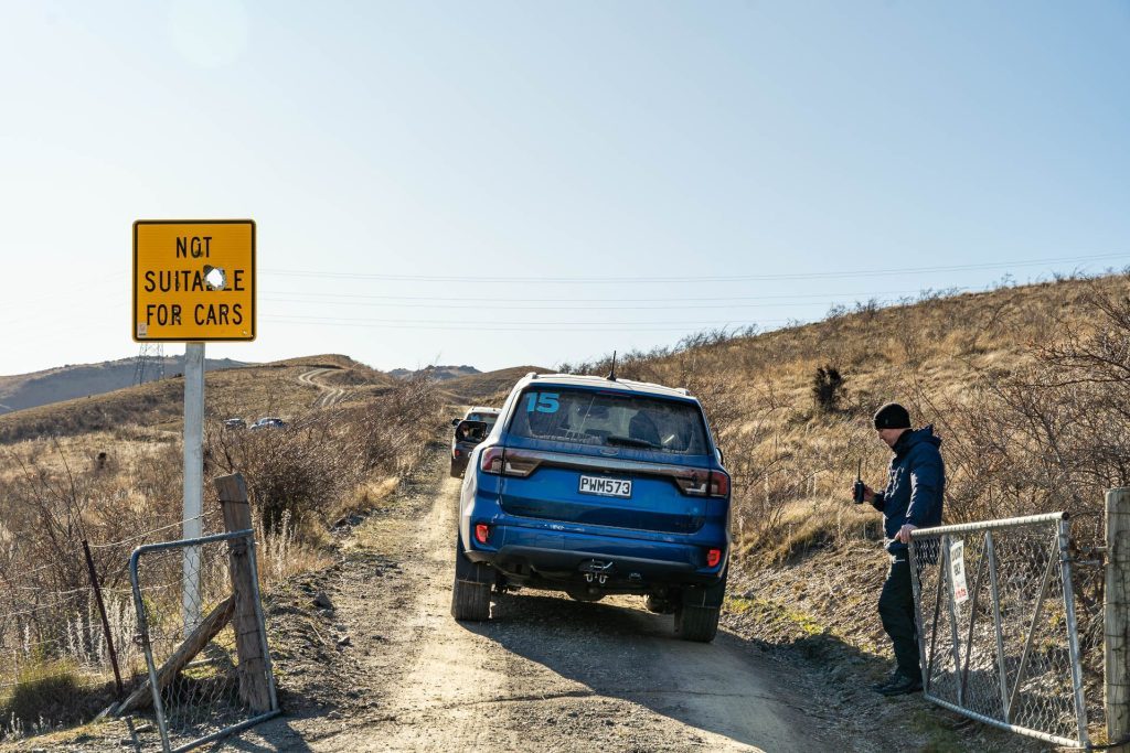 Carricktown track entrance, with Ford Everest entering