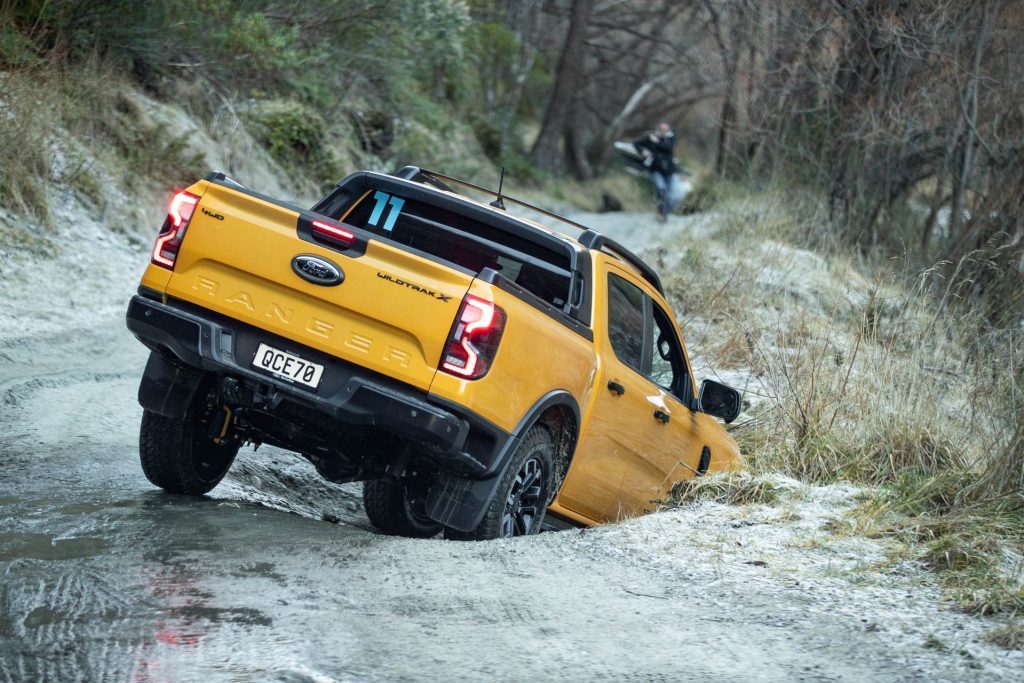 Ford Ranger Wildtrak X going down a riverbank