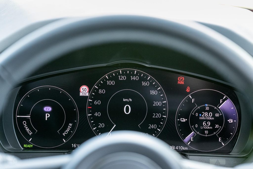 Driver's display screen in the Mazda CX-60 Homura PHEV