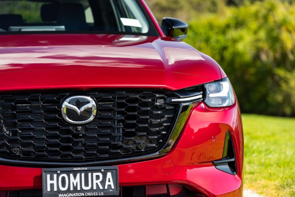 Close up of the Mazda CX-60 Homura PHEV's front grille