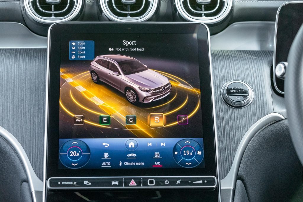 Drive mode selection screen in the Mercedes-Benz GLC 300 4MATIC, showing Sport