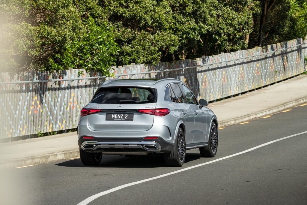 Rear view of the Mercedes-Benz GLC 300 4MATIC, driving away