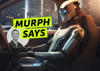 Greg Murphy says cover, with futuristic robot driving