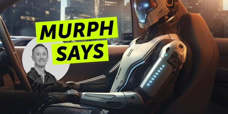 Greg Murphy says cover, with futuristic robot driving