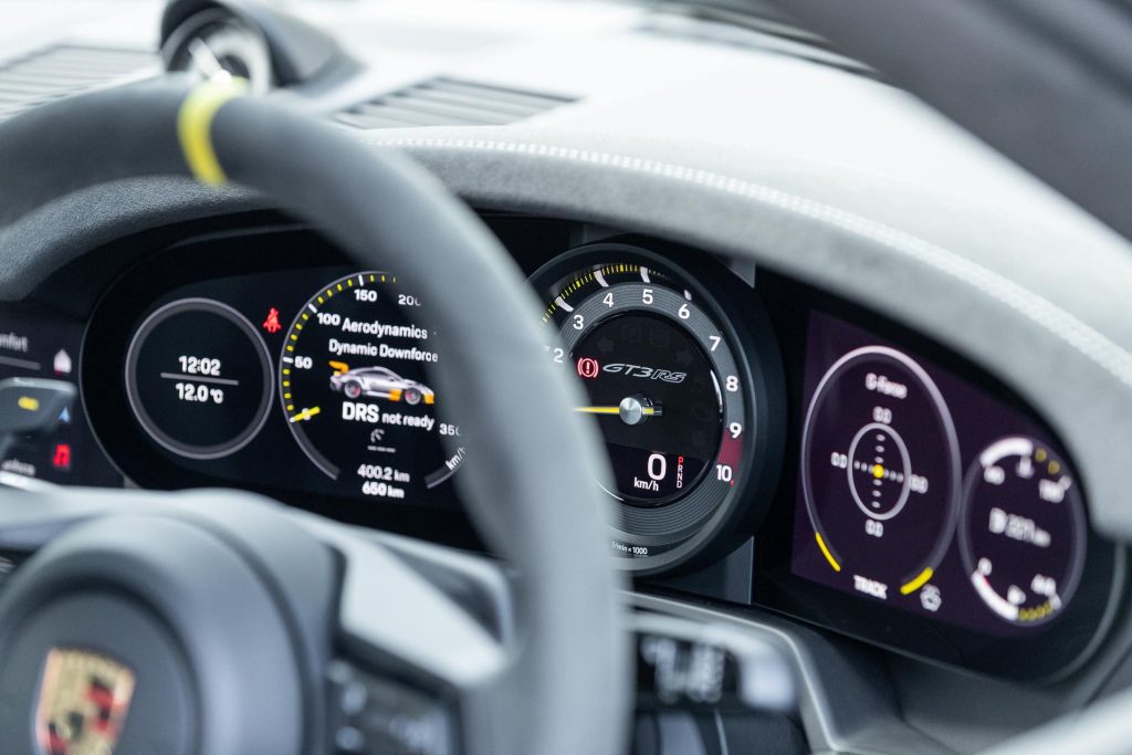 Dashboard display detail in Porsche 911 GT3 RS