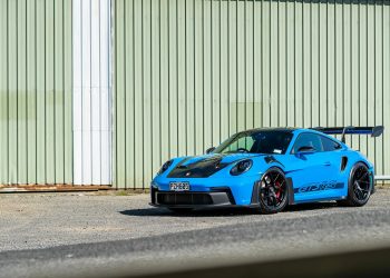 Porsche 911 GT3 RS front quarter shot, in blue