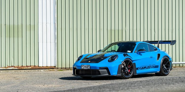 Porsche 911 GT3 RS front quarter shot, in blue