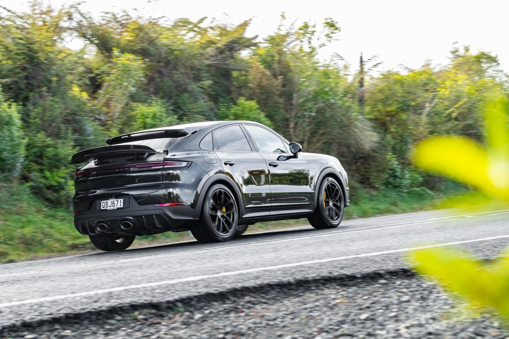 Porsche Cayenne Turbo GT with active aero wing up