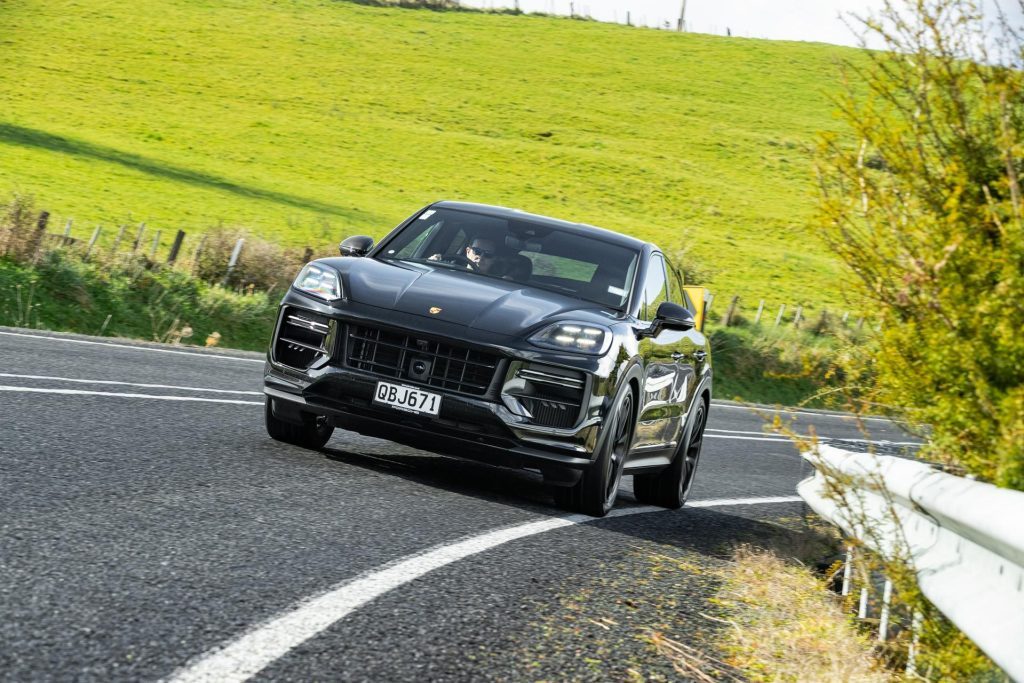 Porsche Cayenne Turbo GT cornering, taken from the inside corner