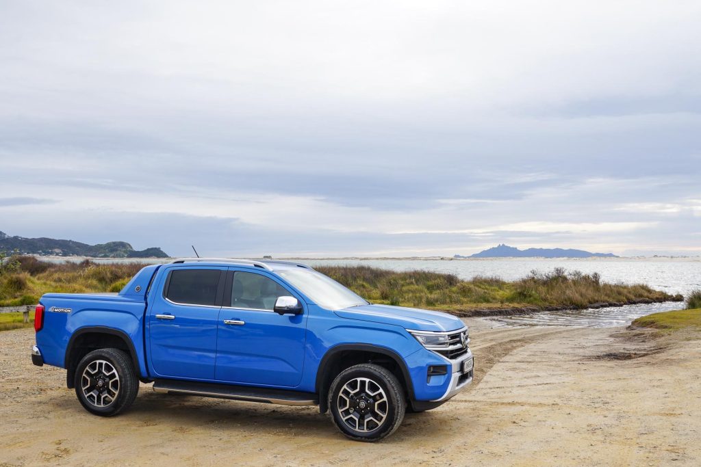 VW Amarok Aventura in blue, on the beach