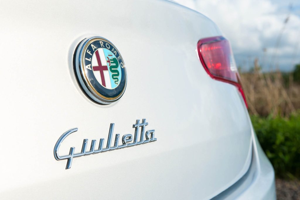Alfa Romeo Giulietta badge close up view