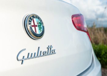 Alfa Romeo Giulietta badge close up view