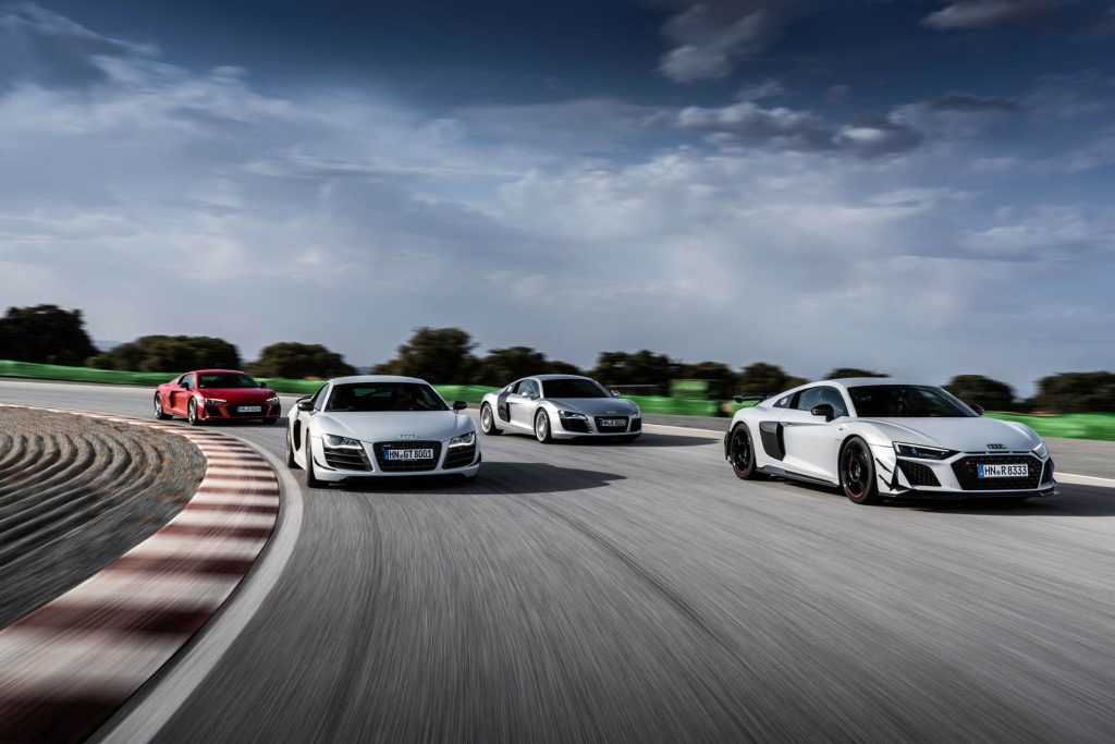 Audi R8 generations on track