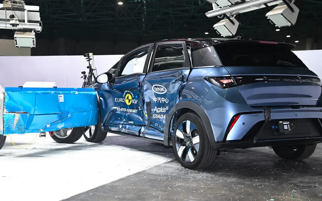 BYD Dolphin side impact crash test damage