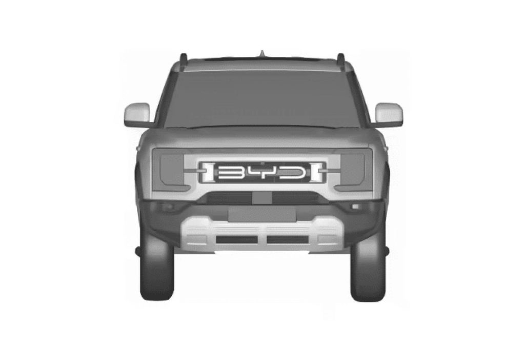BYD electric ute patent rendering front view