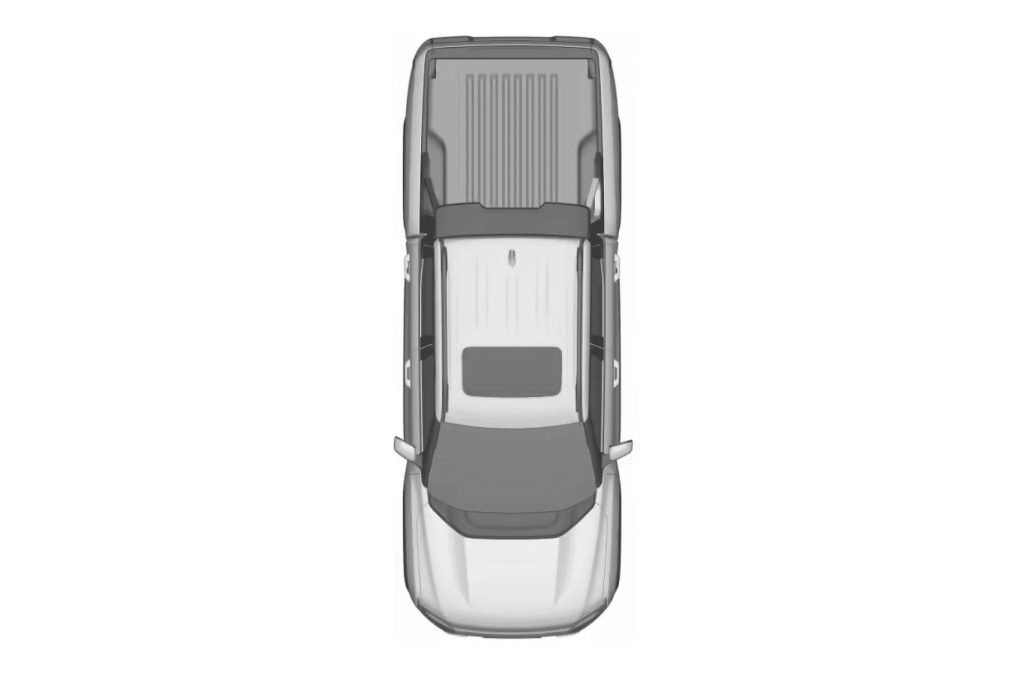 BYD electric ute patent rendering top-down view