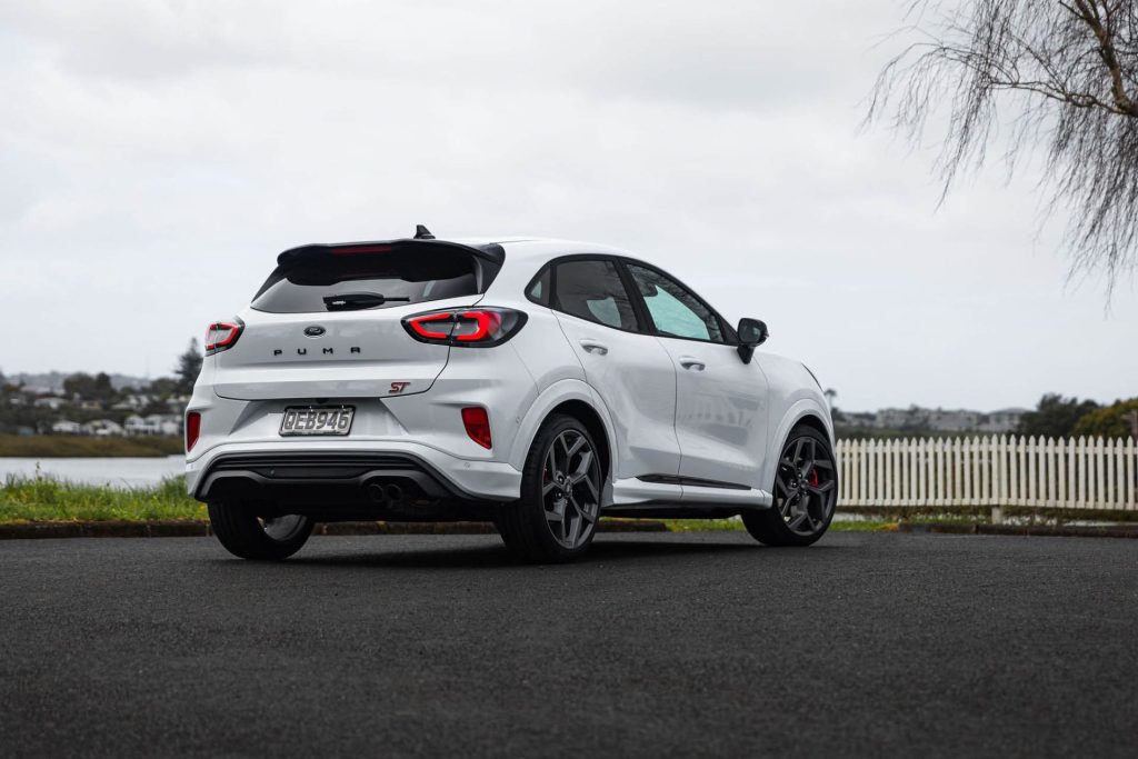 Ford Puma ST rear three quarter view by water