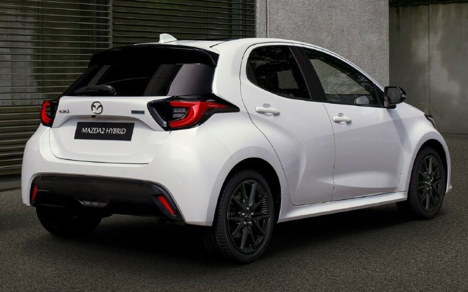 Mazda2 Hybrid rear three quarter view