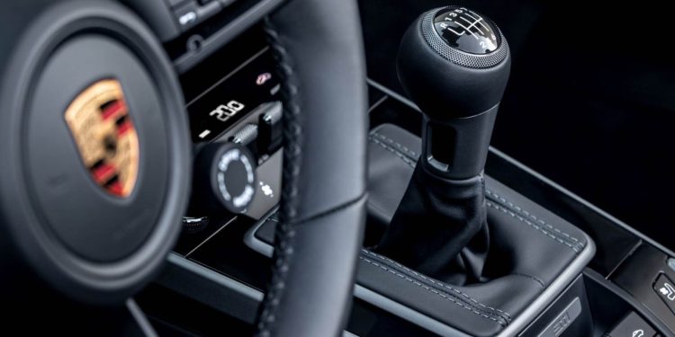 Porsche 911 manual gear shifter close up view