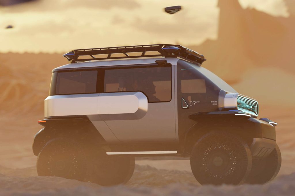 Toyota Baby Lunar Cruiser concept driving in desert