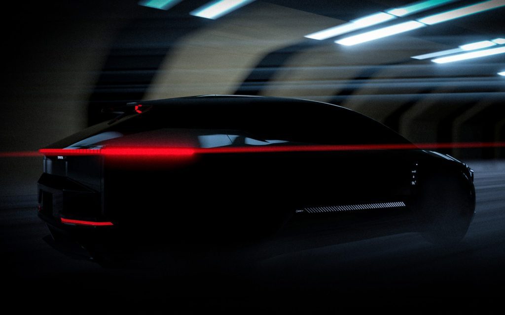 Toyota FT-3e concept driving through dark tunnel
