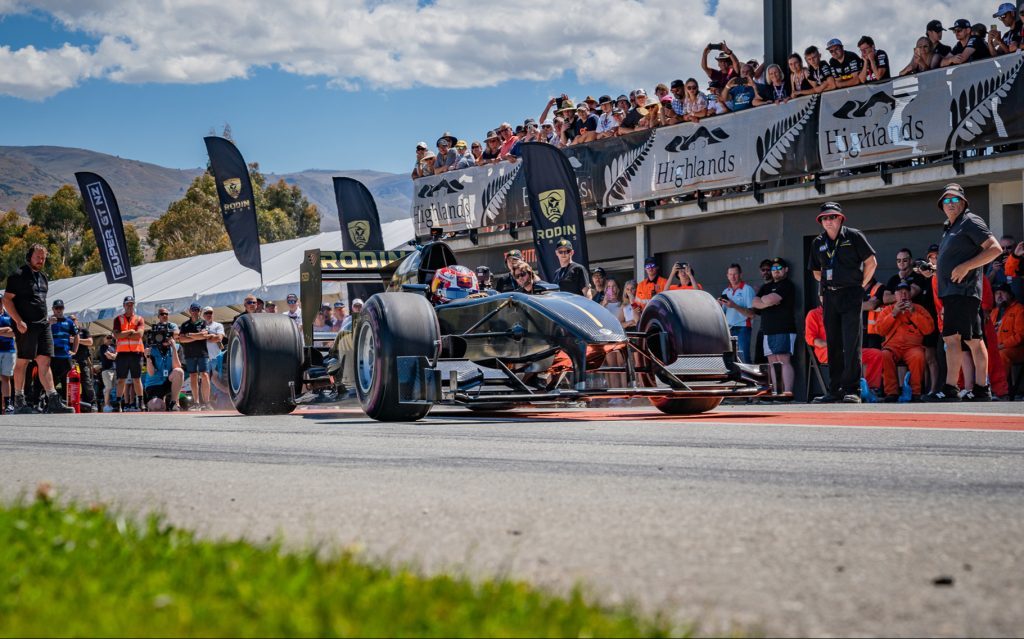 Liam Lawson driving Rodin FZED in pit lane