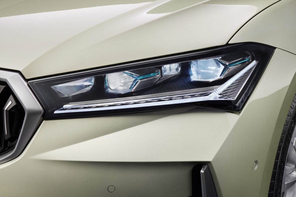 2024 Skoda Superb headlight detail close up view