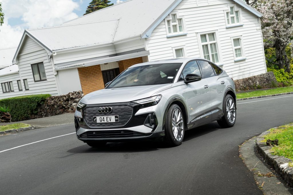 Audi Q4 Sportback 50 e-tron quattro S line taking a corner