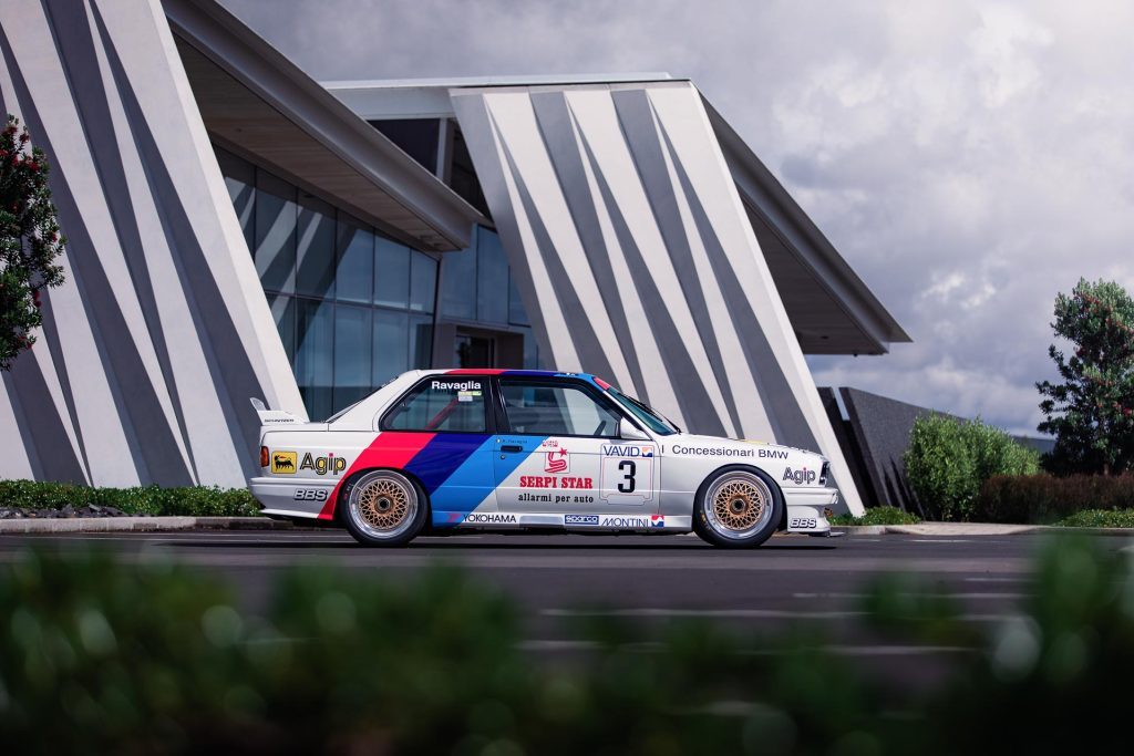 BMW M3 Group A race car, side profile shot