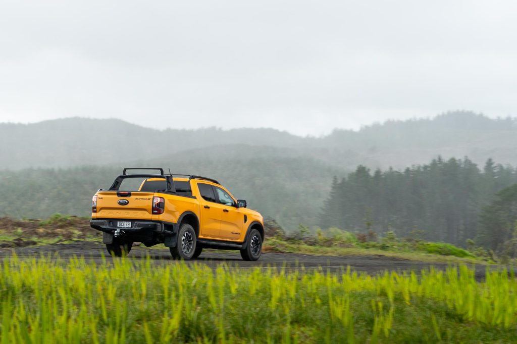 Ford Ranger Wildtrak X, with rear carry rack mounted far to the rear of the tray