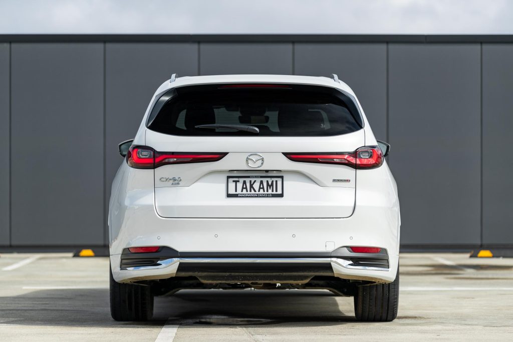 Rear profile view of the Mazda CX-90 Takami