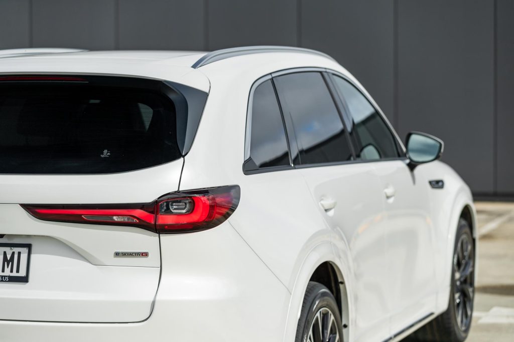 Rear quarter detail shot of the Mazda CX-90 Takami