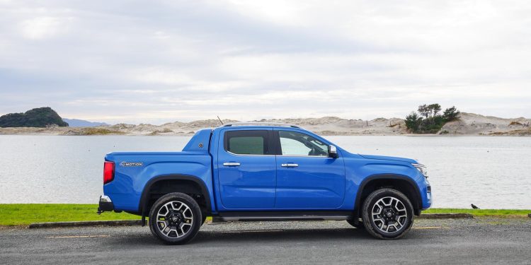 Volkswagen Amarok Aventura side profile, pictured in blue